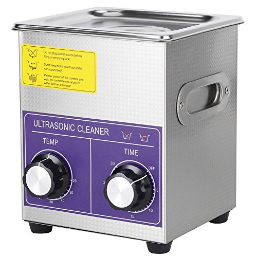 GOTOTOP Profesional Acero Inoxidable Limpiador Ultrasónico con Tanque de Limpieza Calentado y Canasta (2L)