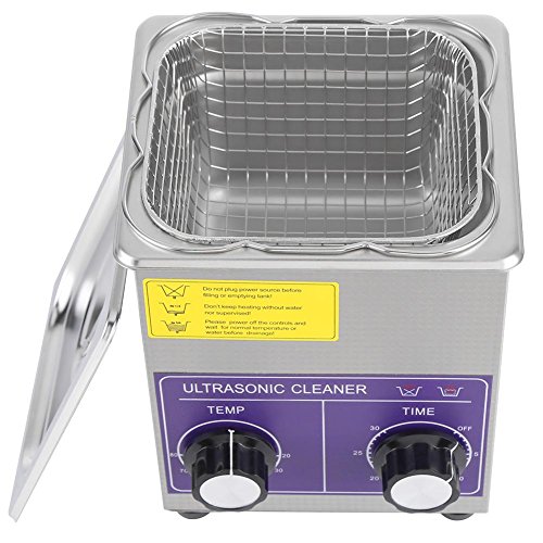 GOTOTOP Profesional Acero Inoxidable Limpiador Ultrasónico con Tanque de Limpieza Calentado y Canasta (2L)