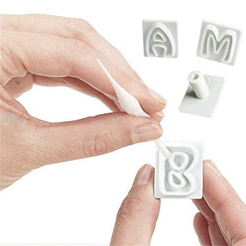 gotyou 64 Piezas en Mayúsculas Conjunto de Símbolos del Alfabeto Inglés,Molde de Plástico para Galletas Fondant Molde de Impresión de Pasteles,Herramienta de Decoración de Moldes DIY