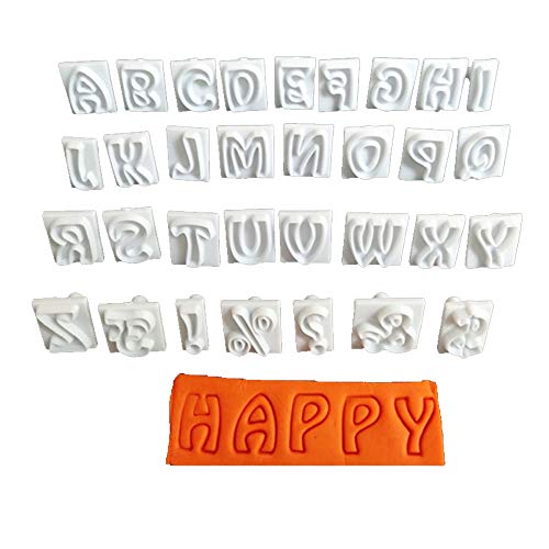 gotyou 64 Piezas en Mayúsculas Conjunto de Símbolos del Alfabeto Inglés,Molde de Plástico para Galletas Fondant Molde de Impresión de Pasteles,Herramienta de Decoración de Moldes DIY