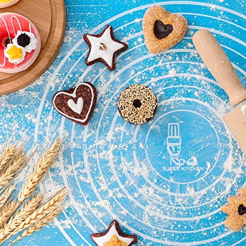 gotyou Tapete de Silicona para Hornear Baking Mat,para Pastelería Antiadherente,con Medidas para Rolling de Masa,para Panadería, Masa,Galletas, Pasta de Azúcar, Masa de Pastel, Pizza