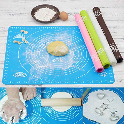 gotyou Tapete de Silicona para Hornear Baking Mat,para Pastelería Antiadherente,con Medidas para Rolling de Masa,para Panadería, Masa,Galletas, Pasta de Azúcar, Masa de Pastel, Pizza