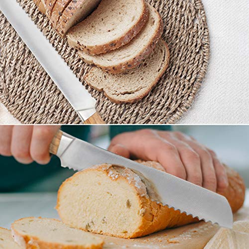 GOURMEO cuchillo de pan premium con hoja de borde dentado especial | cuchillo panero, sierra para pan, cuchillo repostero, cuchillo de cocina