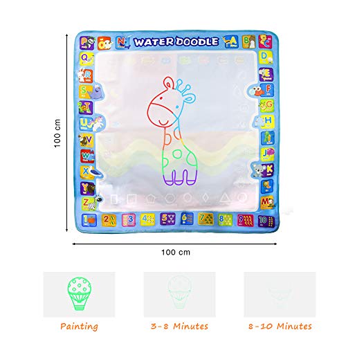 GoZheec Agua Dibujo Pintura Alfombra de Agua Doodle Esteras de Agua Doodle para Niños y Niñas (100*100CM)