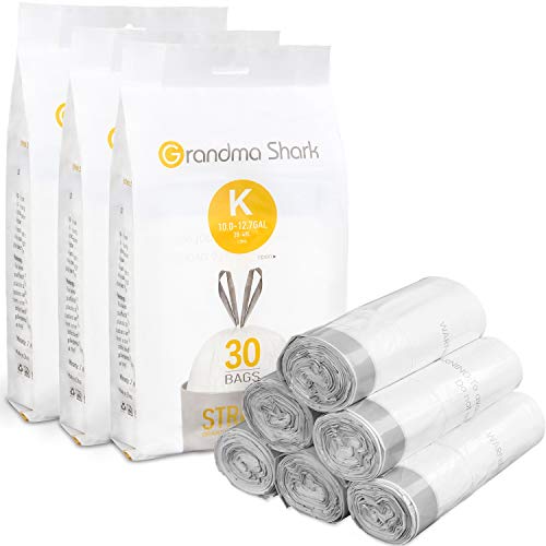 Grandma Shark Blanco Bolsa de basura con cordón 38-48L (90pcs)