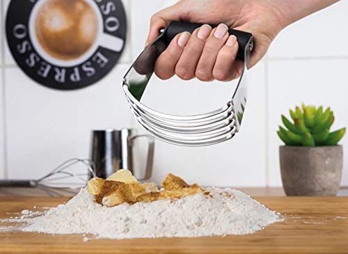 Granny's Kitchen Batidora Manual - Cortador de Masa - Accesorio de Pastelería Pastry Blender de Acero Inoxidable con Mango de Goma Antideslizante