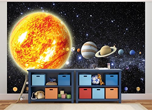GREAT ART Foto Mural de Planetas del Sistema Solar 336 x 238 cm - Papel Pintado 8 Piezas incluye Pasta para pegar
