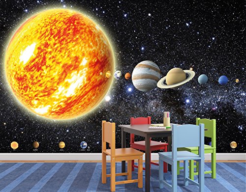 GREAT ART Foto Mural de Planetas del Sistema Solar 336 x 238 cm - Papel Pintado 8 Piezas incluye Pasta para pegar