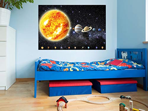 GREAT ART Juego de 2 carteles XXL - Tierra y Sistema Solar - cada uno la Luna universo astronomía Vía Láctea decoración mural cartel de la pared foto de pared planetas (140 x 100 cm)