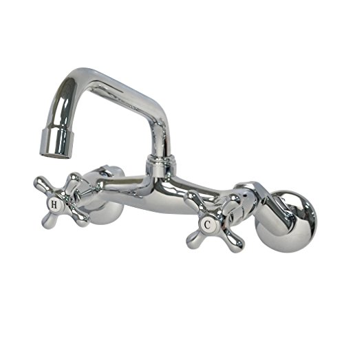 Grifo Cocina Pared,Classic Palanca Puente Grifo Mezclador Lavabo 360° Giratorio PHASAT NH82