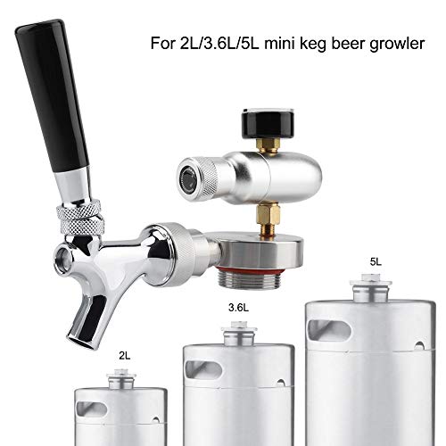 Grifo de barril de cerveza de acero inoxidable Inyector de CO2 para Cerveza para 2L / 3.6L / 4L Mini Keg Beer Growler