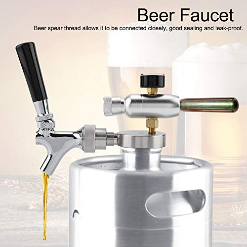 Grifo de barril de cerveza de acero inoxidable Inyector de CO2 para Cerveza para 2L / 3.6L / 4L Mini Keg Beer Growler