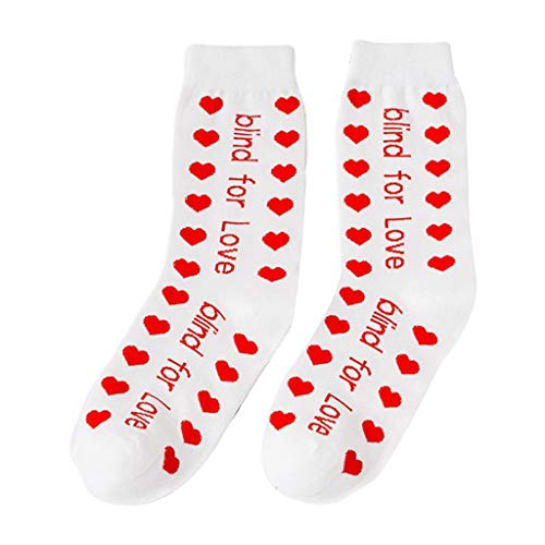 GROOMY Calcetines de algodón, Calcetines de algodón para Mujer, Calcetines de calcetería de Jacquard con Letras de Amor ciegas de corazón Lindo-5