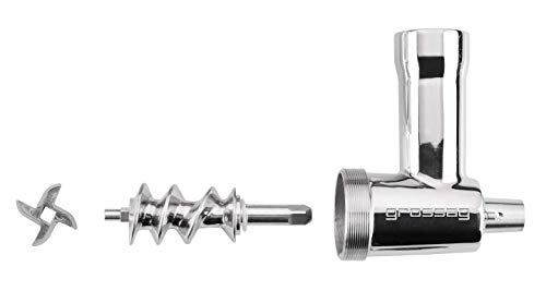 grossag Fleischwolf Vorsatz KFW 500 Edelstahl für KitchenAid Größe 5 Inklusive 3 Lochscheiben Kitchen Aid 500-Accesorio para picadora de Carne (Acero Inoxidable)