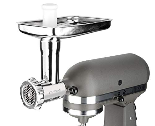 grossag Fleischwolf Vorsatz KFW 500 Edelstahl für KitchenAid Größe 5 Inklusive 3 Lochscheiben Kitchen Aid 500-Accesorio para picadora de Carne (Acero Inoxidable)