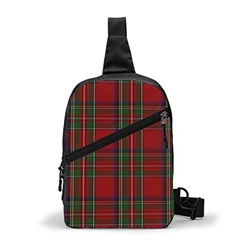 Guan_Collection Elegante Royal Stewart Tartan Paquete de Pecho Multiusos Crossbody Sling Mochila Bolsa de hombro al aire libre Viaje Senderismo Daypack Hombres y Mujeres Casual Sport Mochila