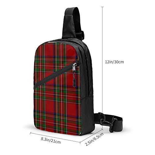 Guan_Collection Elegante Royal Stewart Tartan Paquete de Pecho Multiusos Crossbody Sling Mochila Bolsa de hombro al aire libre Viaje Senderismo Daypack Hombres y Mujeres Casual Sport Mochila