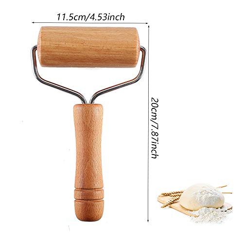 Guanici Rodillo de Madera Rodillo de Madera Antiadherente Rodillo de Amasar con Mango Hecho de Madera de Haya Accesorios de horneado Fondant,Pasteles,Masa para pastelería Corta(T-Tipo)