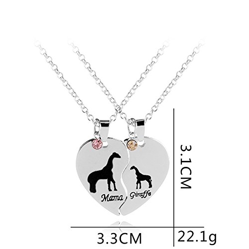 Gudeke 2 PCS Corazón coincidente Mamá Jirafa Collar Colgante para la Madre Hija de Regalo