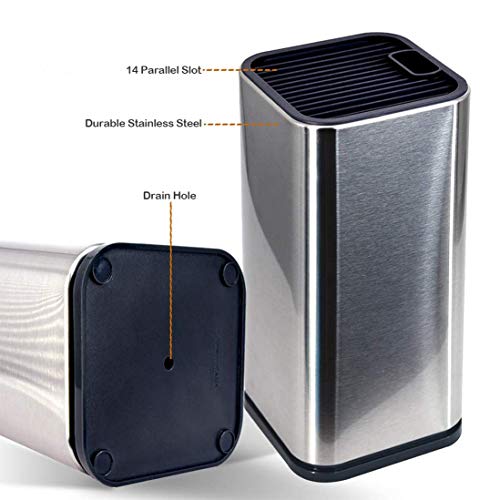 GuDoQi Porta Cuchillos Cocina Universal Acero Inoxidable Portacuchillas Cuadrado Suave al Tacto para Almacenamiento Seguro de Cuchillos para Ahorro de Espacio