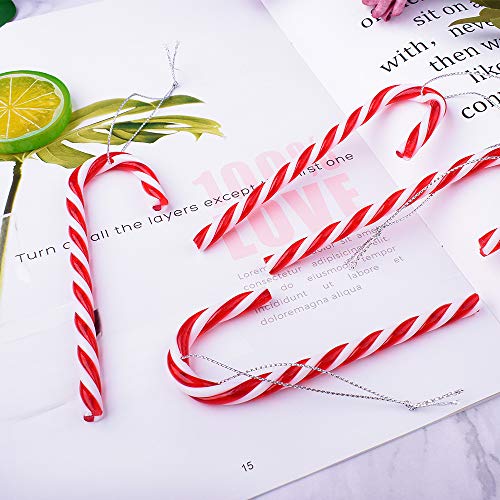 Gudotra 24 pcs Bastones de Caramelo Navidad Rayas Rojas y Blancas Decoración para Árboles Navidad Decoraciones Navideñas 12.5 X 3.7cm