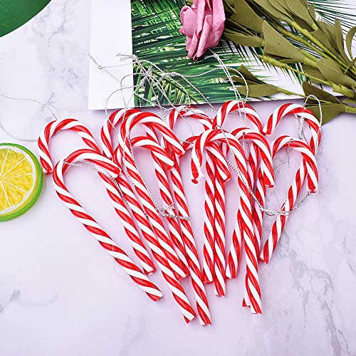 Gudotra 24 pcs Bastones de Caramelo Navidad Rayas Rojas y Blancas Decoración para Árboles Navidad Decoraciones Navideñas 12.5 X 3.7cm