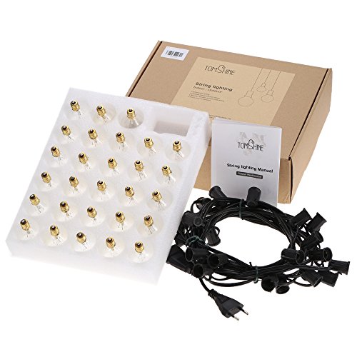 Guirnalda Luces Exterior,Tomshine 7.62M Cadena de Luz,G40 Guirnaldas Luminosas de Exterior con 25 Blanco Cálido Bombillas,IP44 Impermeable para Jardín Trasero Fiesta Navidad(3 Bombillas de Repuesto)