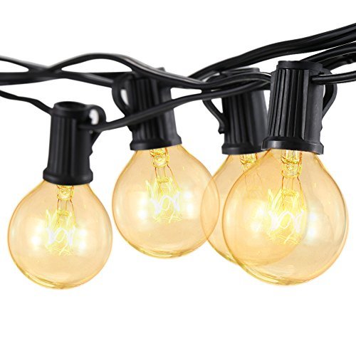 Guirnalda Luces Exterior,Tomshine 7.62M Cadena de Luz,G40 Guirnaldas Luminosas de Exterior con 25 Blanco Cálido Bombillas,IP44 Impermeable para Jardín Trasero Fiesta Navidad(3 Bombillas de Repuesto)