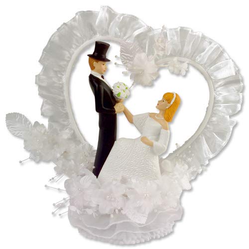 günth Tipo Novios Accesorio de Piedra Artificial, corazón Corona, Decorada con Tul y Flores en dekorativem cartón de visión (Base para Abrir, Volumen 2 bebés), 1er Pack (1 x 440 g)