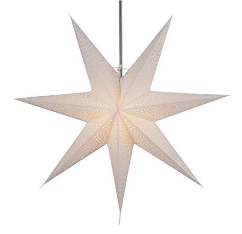 Guru-Shop Estrella de Papel Plegable de Adviento Estrella, Estrella de Navidad Nazar, Blanco, 60x60x20 cm, Estrellas de Papel - Monocromo