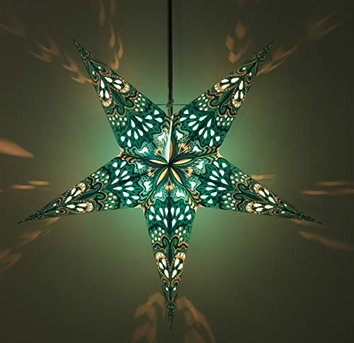 Guru-Shop Papel de Adviento Plegable Starlight Star, Christmas Star Nestor Turquesa-verde, 60x60x20 cm, Estrellas de Papel - Multicolor
