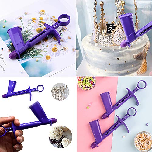 Gurxi Pistola de Fondant Aplicador de Perlas Aplicador para Hornear Herramienta para Hornear Pearl Pastel Hornear Decorar Pistola Herramienta para Hornear Perlas para Decorar Pasteles 4 Piezas