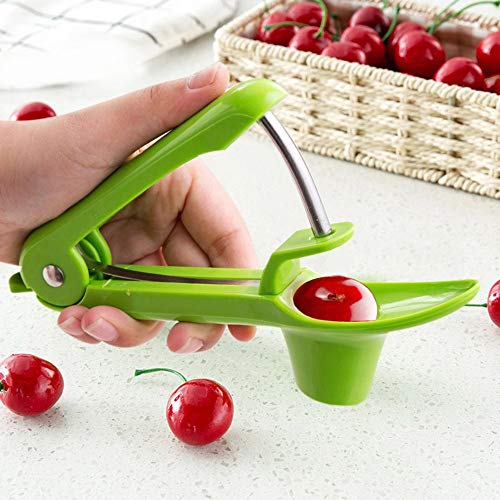 GWCLEO Cereza y aceituna Pitter, uvas y arándanos Fruta Corer Pitter herramienta de eliminación de la cocina de Apple Green