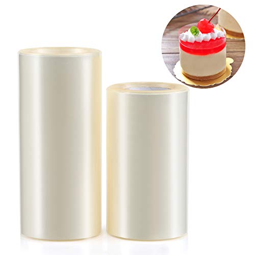GWHOLE 2 Rollos de Acetato Transparente Pastel para Decoración de Repostería Pasteleria Chocolate Mousse - 2 Rollos: 10m* 10cm, 10m* 8cm
