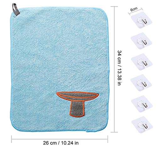 Gwolf Paños de Cocina y Ganchos autoadhesivos, paños de Cocina, paños de Cocina de Microfibra Suave, paños de Cocina, Ganchos de Pared Transparentes, Ganchos de Puerta, Ganchos de Ropa para Cocina