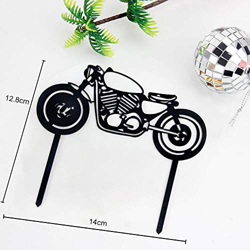 Gwolf Torta de cumpleaños, decoraciones para tartas de motocicleta, Pastel personalizado Decoración de pancartas Pastel de hornear Locomotora Estilo Cartel Fiesta Decoración de postres, 2 piezas