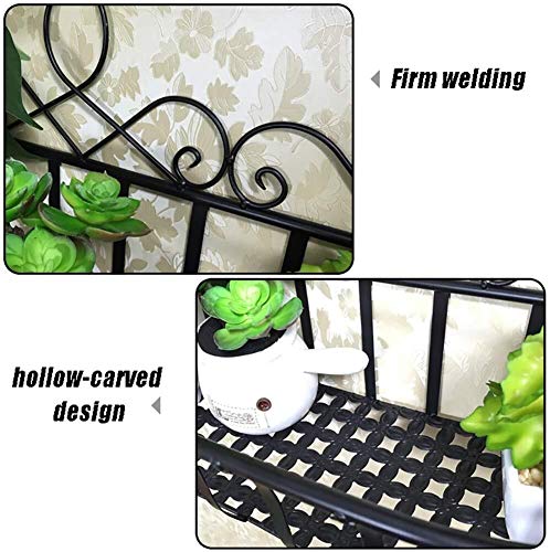 GZHENH Estantería De Flores ，Hierro Forjado Puesto De Flores Pared Expositor De Cama De Flores Colgando Bandeja De Almacenamiento Jardinería Estante Al Aire Libre, 3 Colores