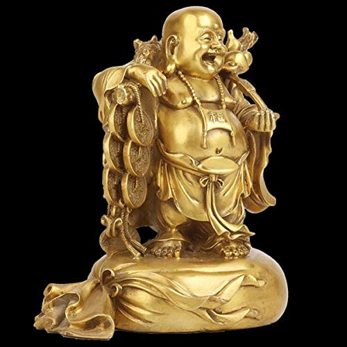H-ei Latón estatuas de Buda Fengshui for Lucky y Felicidad, de Oro de Risa de Figuras de Buda Llevar Bolso Dinero