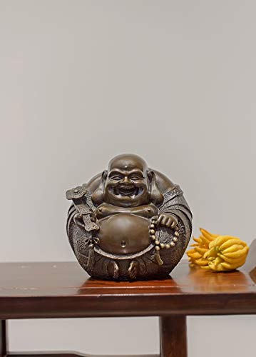H-ei Mini Brass Estatua de Buda Feliz - 3.9Inch Pintado a Mano Esencia de la alegría Grande del Vientre de Buda estatuilla