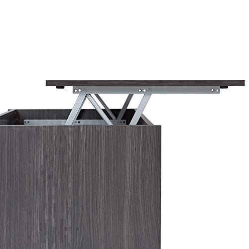 Habitdesign 001638G - Mesa de Centro elevable Modelo Zenit, mesita Mueble Salon Comedor Acabado en Gris Ceniza, Medidas: 102 cm (Ancho) x 43/52 cm de (Alto) x 50 cm (Fondo)