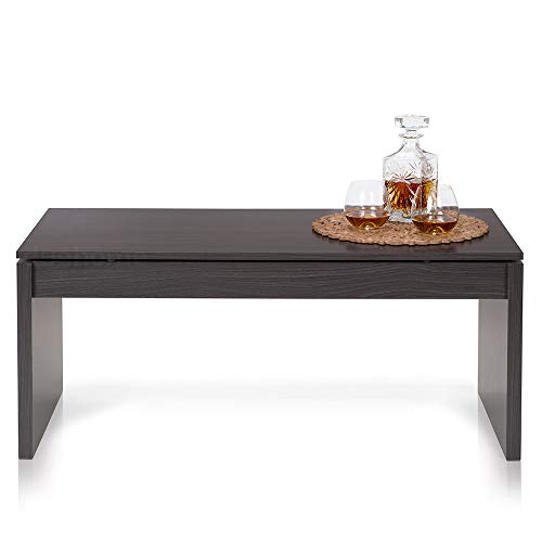 Habitdesign 001638G - Mesa de Centro elevable Modelo Zenit, mesita Mueble Salon Comedor Acabado en Gris Ceniza, Medidas: 102 cm (Ancho) x 43/52 cm de (Alto) x 50 cm (Fondo)