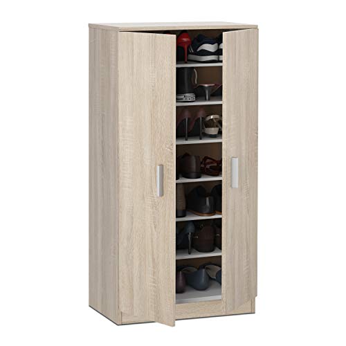 Habitdesign 007813F - Zapatero Armario Basic, Mueble Auxiliar Acabado en Roble Canadian, Medidas: 108 cm (Alto) x 55 cm (Largo) x 36 cm (Fondo)