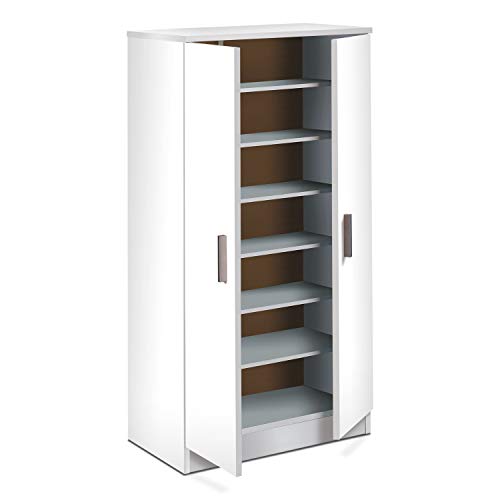 Habitdesign 007813O - Zapatero Armario Basic, Mueble Auxiliar acabado en Blanco Brillo, Medidas: 108 cm (alto) x 55 cm (largo) x 36 cm (fondo)