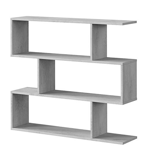 Habitdesign 301010L - Estantería Salon Comedor Athena, libreria Oficina Color Cemento, Medidas: 110 x 97 x 25 cm de Fondo