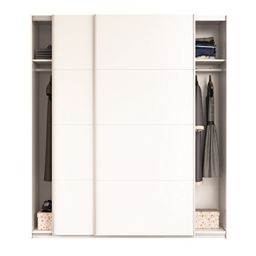 Habitdesign ARC180BO - Armario Dos Puertas correderas, Armario Dormitorio Acabado en Color Blanco Brillo, Medidas: 180 (Largo) x 200 (Alto) x 63 cm (Fondo)