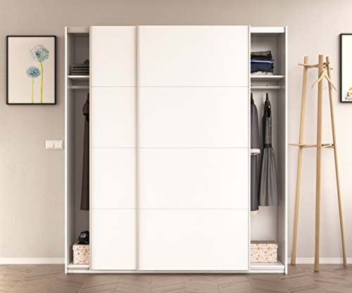 Habitdesign ARC180BO - Armario Dos Puertas correderas, Armario Dormitorio Acabado en Color Blanco Brillo, Medidas: 180 (Largo) x 200 (Alto) x 63 cm (Fondo)