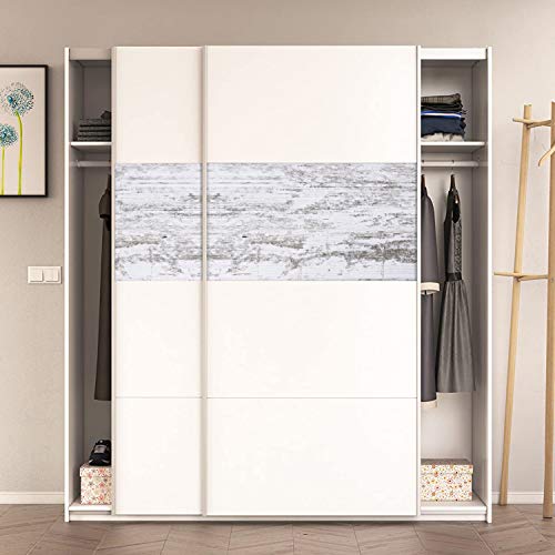 Habitdesign ARC181BO - Armario corredera Vintage, Acabado Blanco Brillo y Decapé, Medidas: 180 cm (Ancho) x 200 cm (Alto) x 61 cm (Fondo)