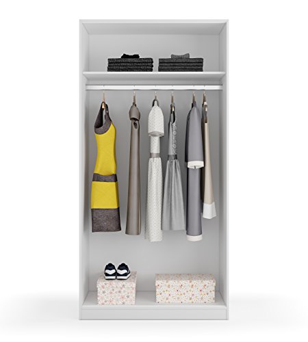 Habitdesign MAX019O - Armario Dos Puertas correderas, Color Blanco Mate, Medidas: 100x200x50 cm de Fondo