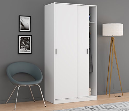 Habitdesign MAX019O - Armario Dos Puertas correderas, Color Blanco Mate, Medidas: 100x200x50 cm de Fondo