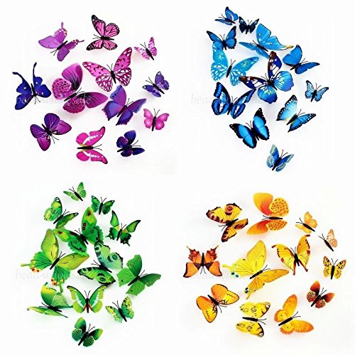 HaimoBurg 72 Piezas 3D Mariposa Pegatinas de Pared Etiquetas Engomadas Mariposas Decoración de la Pared Para Hogar Habitación Casa